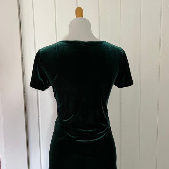Vintage 90s Cassini Emerald Green Velvet Maxi Gown Dress M Dark Academia Holiday - Picture 6 of 10